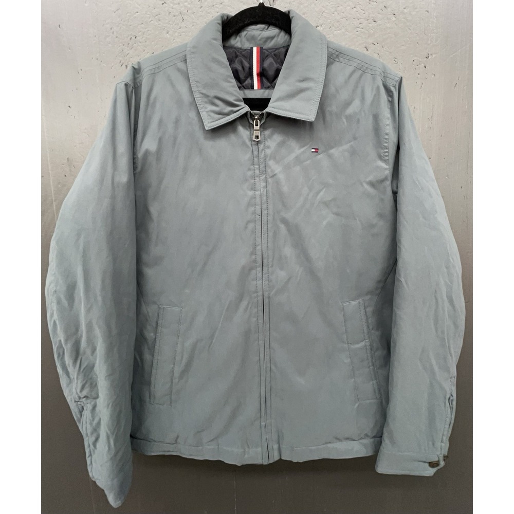 Tommy Hilfiger Jacket M Green Full Zip Pockets Insulated Brushed Soft Preppy